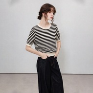 DME | เสื้อยืดสตรีป คอลม แขนสั้น