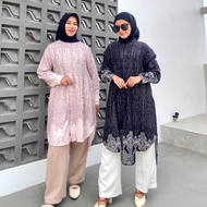 hanina long tunik midi motif batik etnik