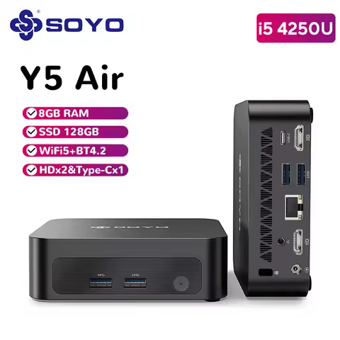 SOYO Mini PC Y5 Air Intel i5 4250U CPU with 8GB RAM 128GB M.2 SSD Mini Desktop Computer Dual 4K Disp