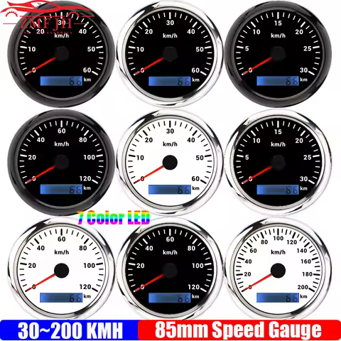 Customized 85mm Analog Pulse Speedometer Gauge with 7 Color Light Waterproof Speed Meter Pulse signa
