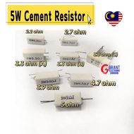 1pcs 5W Cement Resistor 2.2J 2.7J 3.3J 3.9J 4.7J 5J