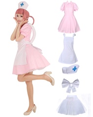 Women's Nurse Cosplay Costume Outfit Pink Dress with Hat