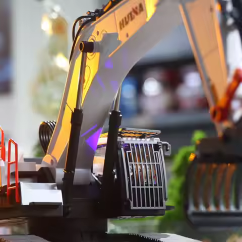 Toys Metal RC Excavator 28CH 1:14 HUINA 1594 Remote Control Digger RTR Car Light Battery Sound Outdo