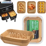 JustLiving 50/100Pcs Air Fryer Disposable Paper Liner Rectangular for Ninja 2-Basket Air Fryer Natur