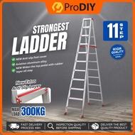 11 Step ladderman Commercial ladder Foldable Aluminium Ladder Foldable MultiPurpose Tangga Lipat Heavy Duty Double Sided