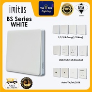 Imitos BS Series WHITE Switch Socket Modern Wall Switch Design Suis Dinding13A 15A TV Astro Telephon