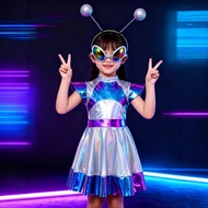 Kids Alien AI Robot Cosplay Costume, Halloween Role‑Play Outfit for Party & Stage Performance