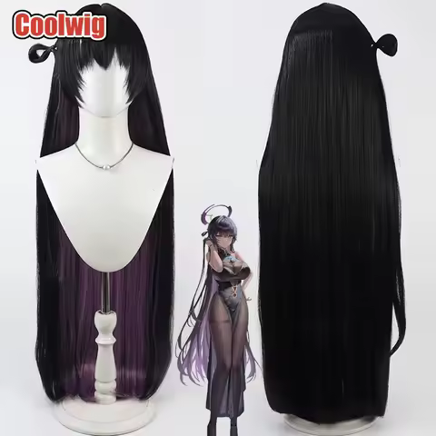 Coolwig Synthetic Hair Kakudate Karin Cosplay Wigs Blue Archive Kakudate Karin 100cm Long Black Mixe