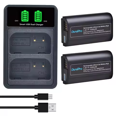 DuraPro DMW-BLJ31 DMW BLJ31 DMWBLJ31 Battery + Charger with Type C Port for Panasonic LUMIX S1 S1R S