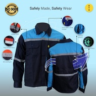PROMO WEARPACK ATASAN KEMEJA SAFETY BAJU SAFETY BIRU PLN KOMBINASI NAVY ATX STOK TERBATAS