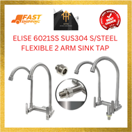 ELISE 6021SS SUS304 STAINLESS STEEL 2 ARM KITCHEN SINK TAP (WALL / PILLAR)