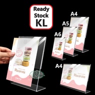 A4/A5/A6 Display L-Stand Acrylic/ Transparent Card Stand/ Paparan| For Restaurant/ QR Code/ Events/ 