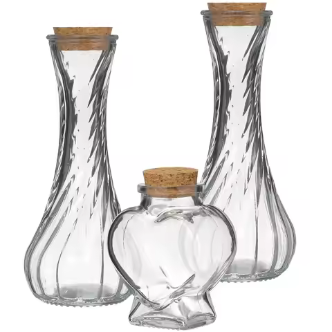3Pcs Wishing Bottle Glass Drift Bottle Wedding Sand Ceremony Set Mini Glass Containers for Decorativ
