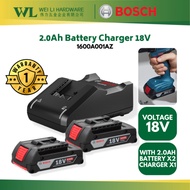 BOSCH  Starter Kit 18V (2.0ah Battery x2 & Charger) 1600A001AZ/BOSCH Battery Set 18V