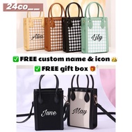 Ready Stock FREE gift box - Custom Name Mini Venus Series Multipurpose Premium Leather Sling Bag / H