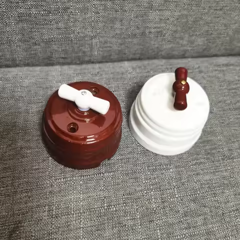 Retro Ceramic Rotary Switch Wall Light Knob Ceramic Switch White Brown