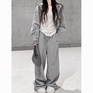 Casual Lazy Jacket Sweet Spring Autumn Girl Printed Sports Cardigan Two-Piece Set New Smiley Face Wo