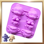 LILIN Monkey Wax Soap Jelly Cake Silicone Mold, Silicone Mold Cake Soap Wax Monkey 4 Cavity