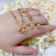 (0143) 10k 2in1 set necklace and earrings gold non faded