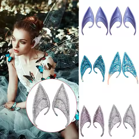 Cosplay Avatar Ears Halloween Costume Accessories Colorful Shiny Fairy Elf Spirit Butterfly Leprecha