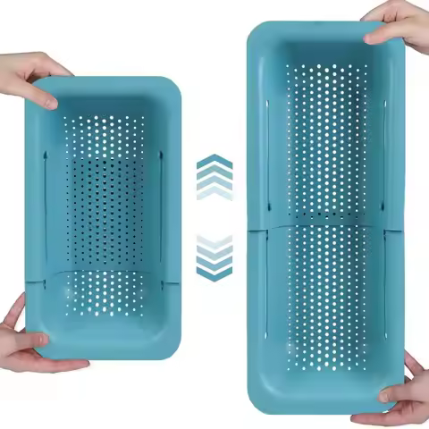 Over the Sink Colander Strainer Basket Wash Vegetables and Fruits, Extendable New Home Kitchen Essen