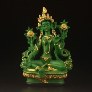 Green Tara Bodhisattva Guanyin Bodhisattva Small Buddha Statue Resin Painted Crafts Buddha Hall Hous