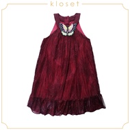 KLOSET Mini Floral Butterfly Sleeves Dress (AW17 - KD015) ชุดเดรสเด็กผ้าลูกไม้ แต่งผีเสื้อปัก