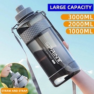 New Sport Drinking Water Bottle with Straw BPA Free 650ml 1000ml 2000ml 3000ml Plastic Water Drinkin