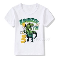 Summer New Fashion Shirts Short Sleeve Kids Cartoon Dinosaur Number 1-9 Birthday Kids T Shirt Boys G