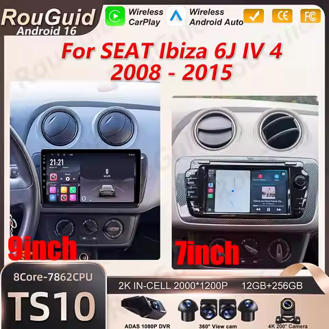 Android 16 Car Radio For SEAT Ibiza 6J IV 4 2008 2009 2010 - 2015 Carplay Auto Video 5G BT GPS Navig