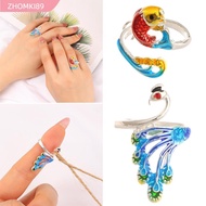 ZHOMKI89 Crochet Loop DIY Yarn Guides Peacock Thimble Knitting Tools Finger Wear Open Ring