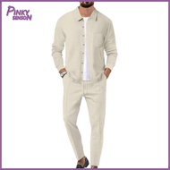 Yoewre Men Casual Two-piece Suit Solid Color Trouser Suit for Men Mens Casual Two-piece Suit with Wa