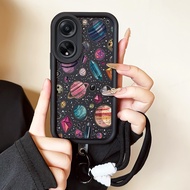 Case For OPPO A98 5G F23 5G A1 5G Phone Planet Three-Color Strap Silicone Shockproof