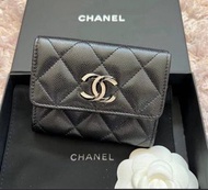 減價❣️Chanel 23s 鑽扣 雙層 卡包 cardholder Wallet double XL CF classic Flap 黑金 荔枝牛皮 銀包 錢包 25b 25k 26c card h