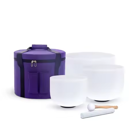 Hye-eun 432hz/440hz 6"A 8"F 10"C Quartz Crystal Singing Bowl Chakra Set 3pcs with Free Bag for Medit
