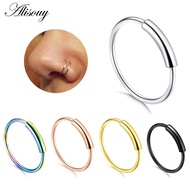 Alisouy 1PC 22g Steel Hinged Clicker Seamless Piercing Nose Ring Hoop Lip Ear Ring-6/8/10mm Body Jew