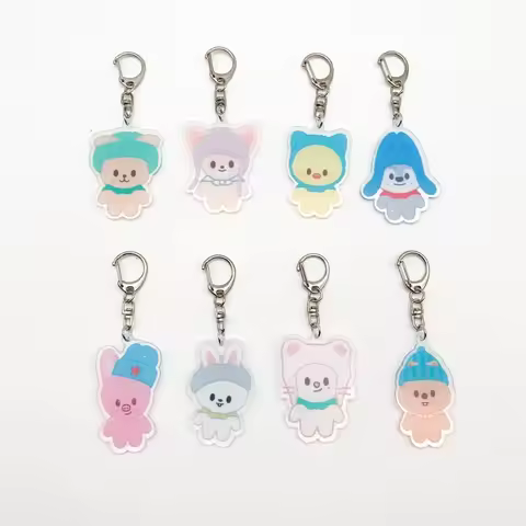 Group ATE Male Idol Cartoon Acrylic Keychain Hanging Pendant Keyring Backpack Felix Hyunjin Decorati