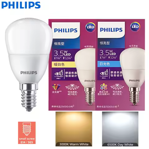 Philips LED E14 Edison Screw P45 Golf Bulb 3.5W (=32W Incandescent) MyCare 3000K 6500K White 220V-24