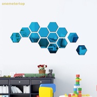 Onemetertop 12Pcs Hexagonal Frame Stereoscopic Mirror Wall Sticker Decoration SG