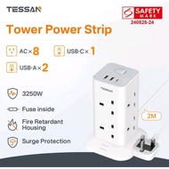 Tessan power strip tower  with 12/8 outlets 3 usb port 2m extension for home office
