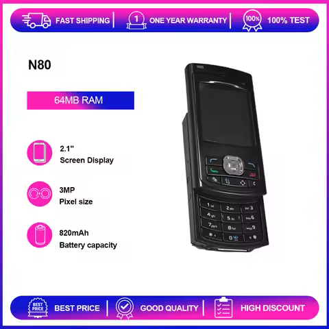 Refurbished Unlocked N80 3MP 820mAh 64MB RAM 2.1 inches Phone Russian Arabic Hebrew Keyboard Good Co