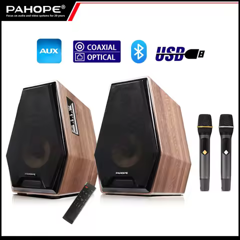 PAHOPE Active HIFI Bookshelf Speaker Set Home Karaoke Sound System Living Room 2.0 Stereo Desktop TV