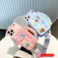 protective case OPPO Reno 5 5Pro 6 6Pro 4 4Pro 3 3Pro 2F 2 Z 10X zoom 4Z F11 R17 R15 Reno6 Reno5 Reno4 Reno3 Pro Reno2 Reno2F Cute cartoon coin purse wallet DIY mobile phone case with long shoulder strap mobile phone wallet