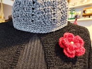 紅色山茶花~胸針/髮夾兩用