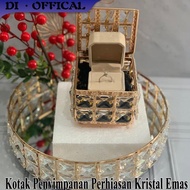 Gold Crystal Jewelry Storage Box Monte Gold Box Ring Box Jewelry Holder Cotton Box