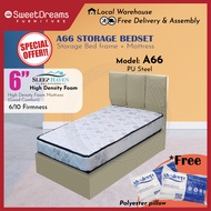 A66 Divan/Storage Bed Frame | Frame + 6" Sleep Haven High Density Foam Mattress