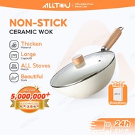 ALLTOU Nonstick Pan Ceramic Wok Non-Stick Coating Cookware Suitable for All Stoves 24CM 32CM 锅