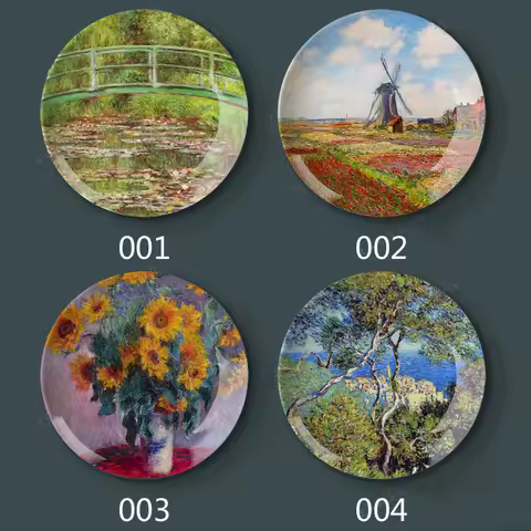 8" Oscar-Claude Monet Painting Wall Hangings Plates Ceramic Home Decorative Dish Decoration Plates
