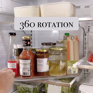 2Pack Lazy Turntable Organizer for Refrigerator Rotating Rectangular Lazy for Cabinet Pantry Kitchen