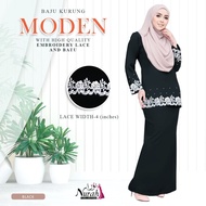 Baju Kurung Moden Sulam with Front Embroidery Flower Lace New Arival